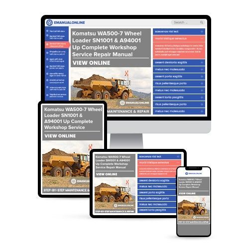 Komatsu WA500-7 Wheel Loader SN1001 & A94001 Up Complete Workshop Service Repair Manual - Online Manuals by eManualOnline