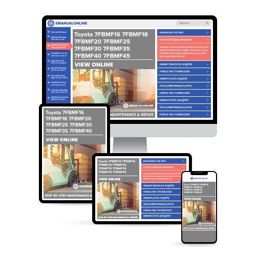 Toyota 7FBMF16 7FBMF18 7FBMF20 7FBMF25 7FBMF30 7FBMF35 7FBMF40 7FBMF45 7FBMF50 Electric Forklift Truck Service Repair Workshop M - Online Manuals by eManualOnline