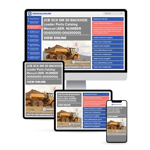 JCB 3CX SM 30 BACKHOE Loader Parts Catalog Manual (SER. NUMBER 00400000-00430000) - Online Manuals by eManualOnline