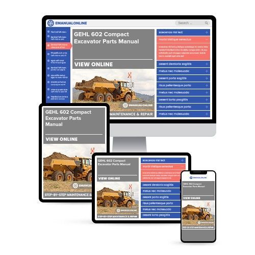 GEHL 602 Compact Excavator Parts Manual - Online Manuals by eManualOnline