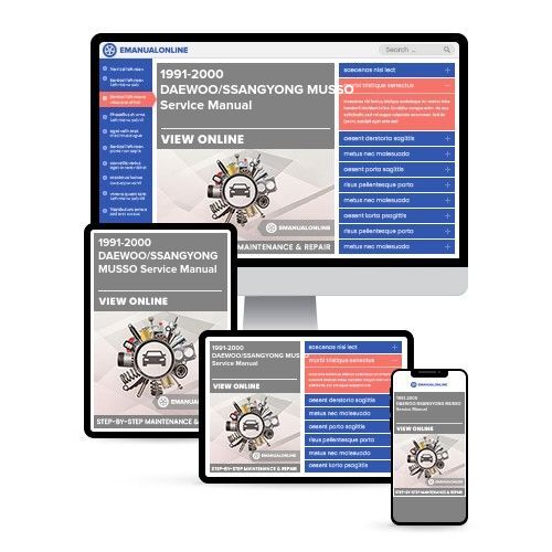 1991-2000 DAEWOO/SSANGYONG MUSSO Service Manual - Online Manuals by eManualOnline