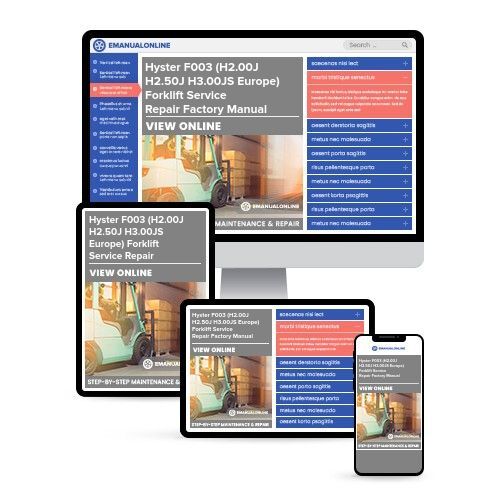 Hyster F003 (H2.00J H2.50J H3.00JS Europe) Forklift Service Repair Factory Manual INSTANT - Online Manuals by eManualOnline