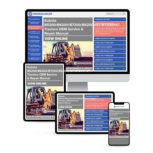 Kubota B5200 B6200 B7200 Tractor Service Repair Manual   
