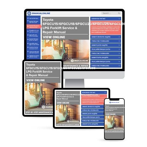 Toyota LPG Forklift Truck 6FGCU15, 6FGCU18, 6FGCU20, 6FGCU25, 6FGCU30 Workshop Service Manual