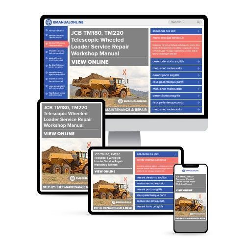 JCB TM180, TM220 Telescopic Wheeled Loader Service Repair Workshop Manual JCB TM180, TM220 Telescopic Wheeled Loader Service Repair Workshop Manual