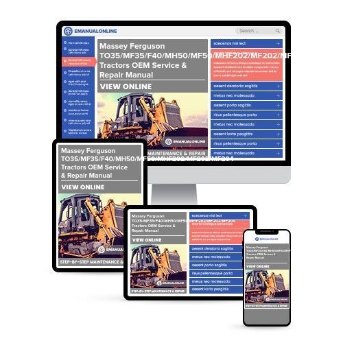 MASSEY FERGUSON MF TO35 TO35D MF35 MF35D F40 MH50 MF50 MHF202 MF202 MF204 Shop Manual