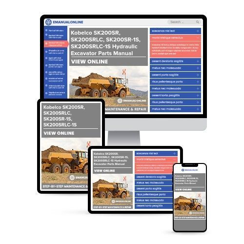 Kobelco SK200SR, SK200SRLC, SK200SR-1S, SK200SRLC-1S Hydraulic Excavator Parts Manual Kobelco SK200SR, SK200SRLC, SK200SR-1S, SK200SRLC-1S Hydraulic Excavator Parts Manual
