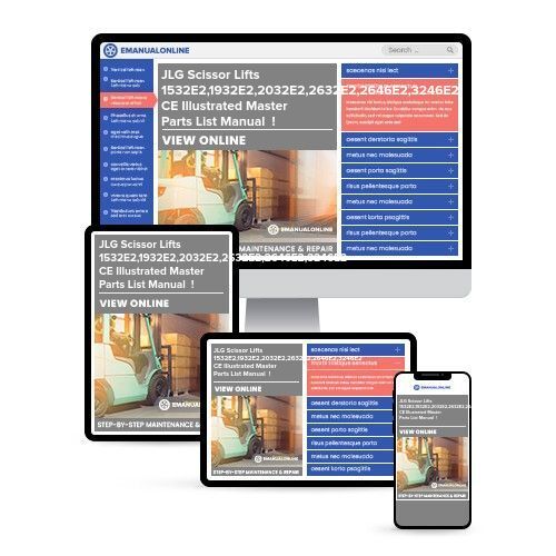 JLG Scissor Lifts 1532E2,1932E2,2032E2,2632E2,2646E2,3246E2 CE Illustrated Master Parts List Manual   ! (P/N 31208