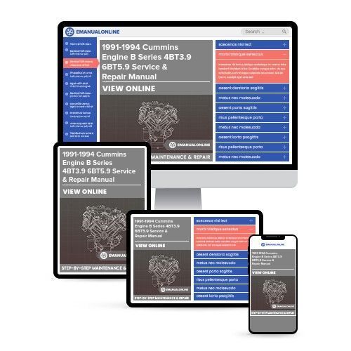 CUMMINS Engine B Series 4BT3.9 6BT5.9 Workshop Service Repair Manual 1991 1992 1993 1994 - Also inc Troubl